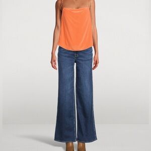 Orange 100% silk flowy tank top